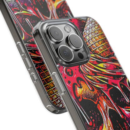 Neon Ice Cream Skull Clear Phone Case