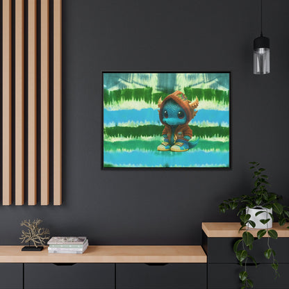 Baby Dragon Jam Aqua Matte Canvas with Black Frame