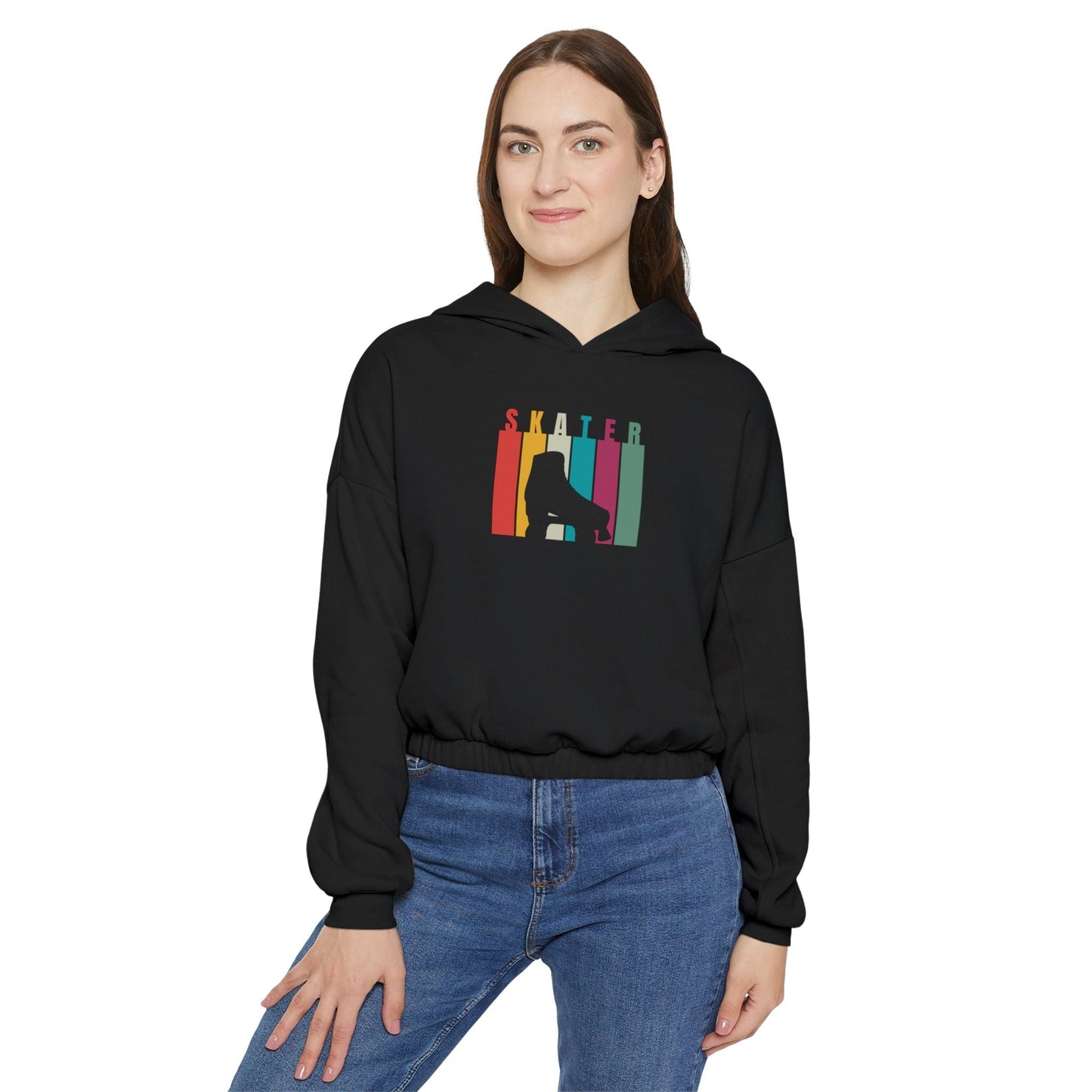 Women’s Cropped Rainbow Stripe Skater Hoodie