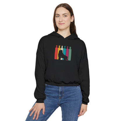 Women’s Cropped Rainbow Stripe Skater Hoodie