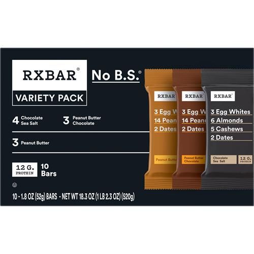 Rxbar Protein Bars, Protein Snack, Snack Bars, Variety Pack, 18.3Oz Box (10 Bars)