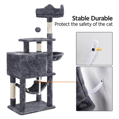 Ultimate 55" Dark Gray Cat Tree Tower - The Perfect Playground for Your Feline Friends!