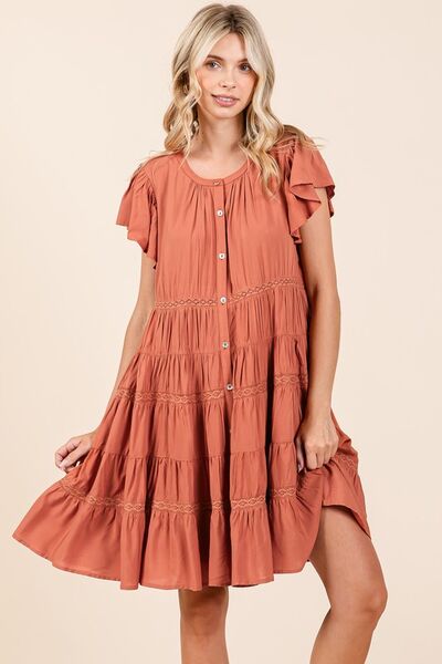 Mittoshop Lace Detail Ruffled Button Down Tiered Dress #2