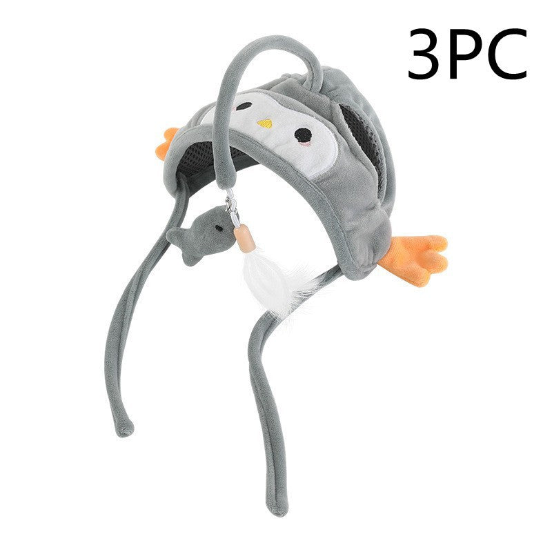 Cat Head Wearing Feather Stick