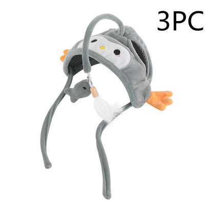 Cat Head Wearing Feather Stick