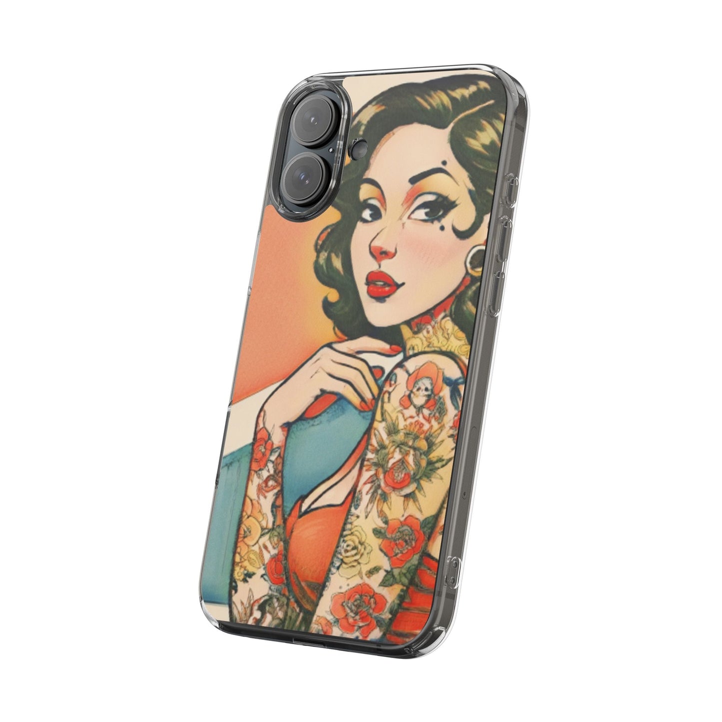 Retro Pin Up Clear Phone Case