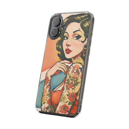 Retro Pin Up Clear Phone Case