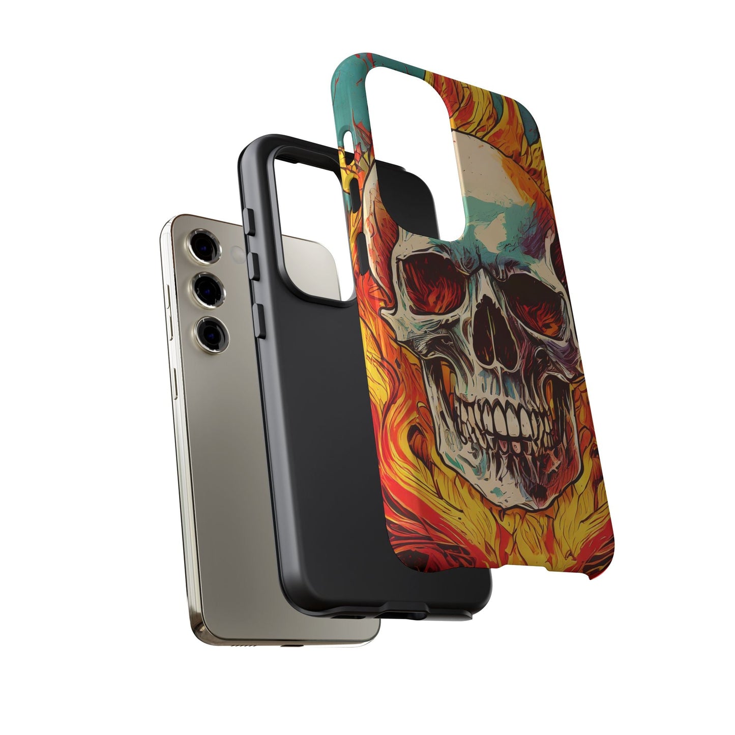 Flaming Skull Tough Phone Case