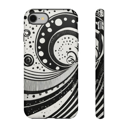 Artistic Black & White Swirl Tough Phone Case