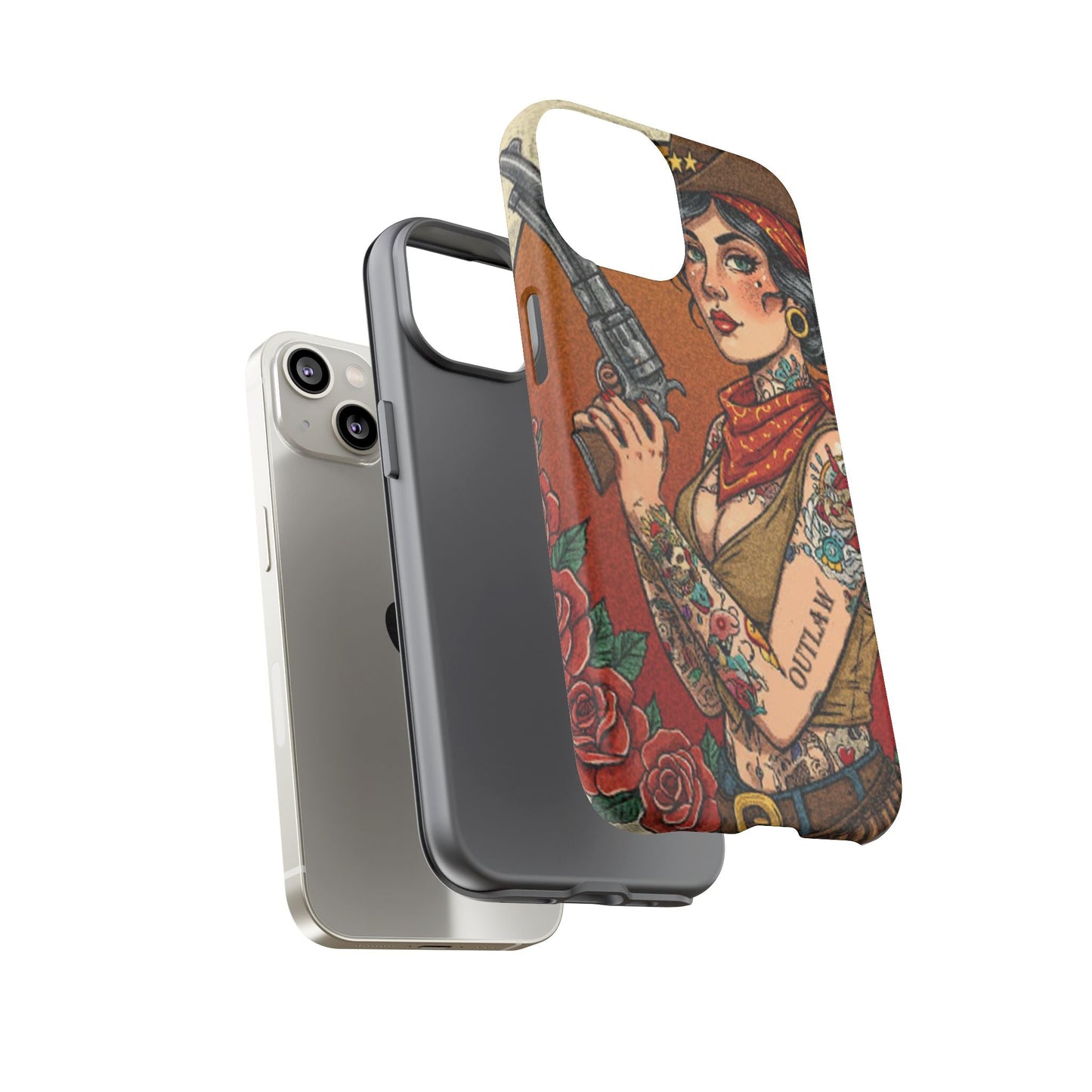 Vintage Western Tough Phone Case with Outlaw Design