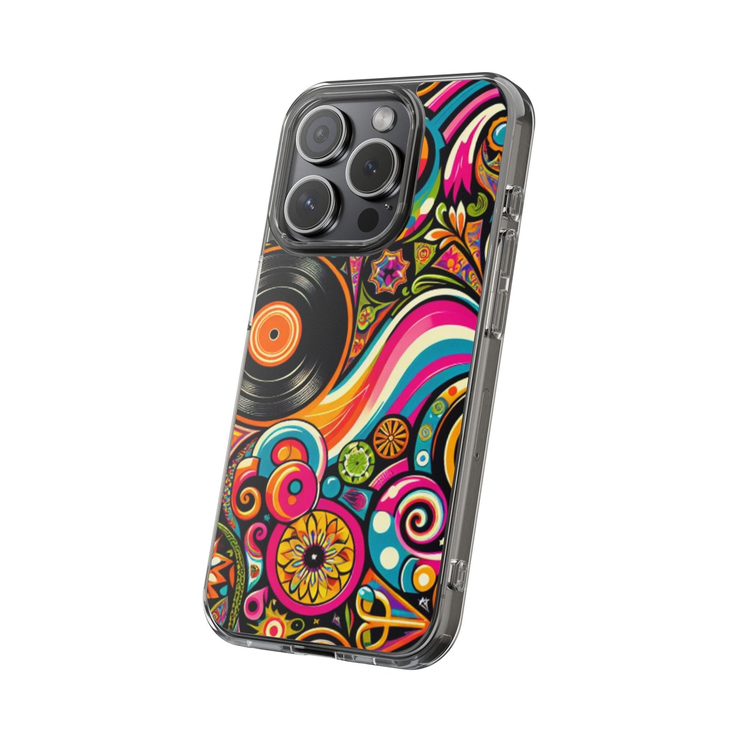 Colorful Vinyl Record Clear Phone Case