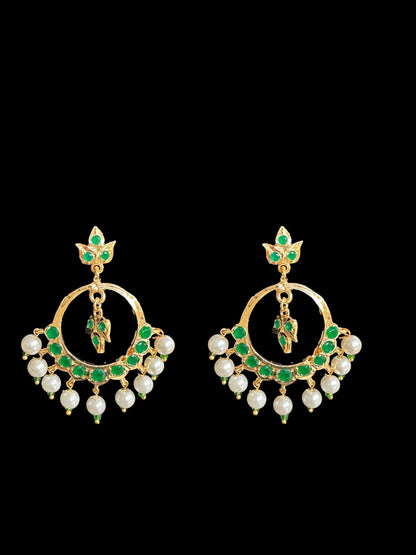 DER565 Nida chandbali medium sized ( green ) ( SHIPS IN 4 WEEKS  )