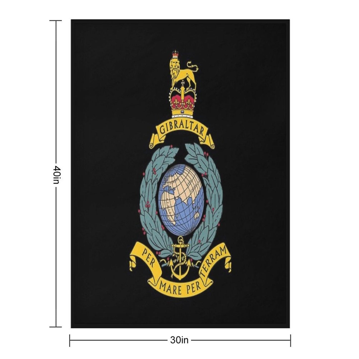 Royal Marines Commando Gibraltar Emblem Throw Blanket