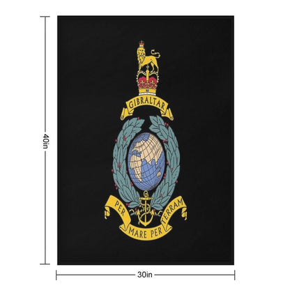 Royal Marines Commando Gibraltar Emblem Throw Blanket