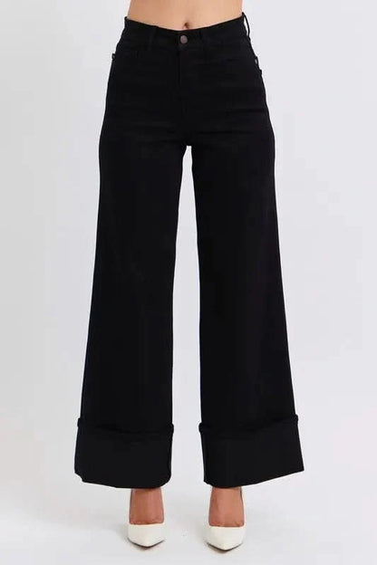 Judy Blue Full Size High Waist Reto Wide Leg W/ Cuff