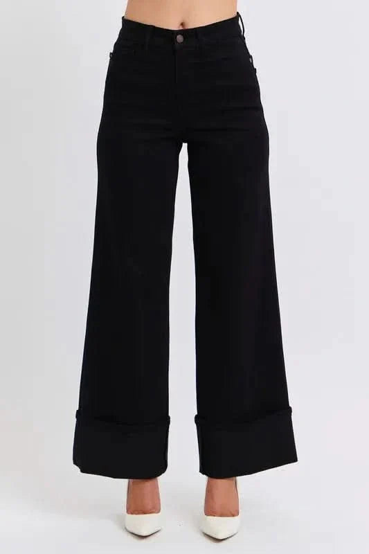 Judy Blue Full Size High Waist Reto Wide Leg W/ Cuff