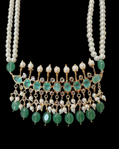 PS563 Tirmani in mint stones and beads with shell pearls ( READY TO SHIP )