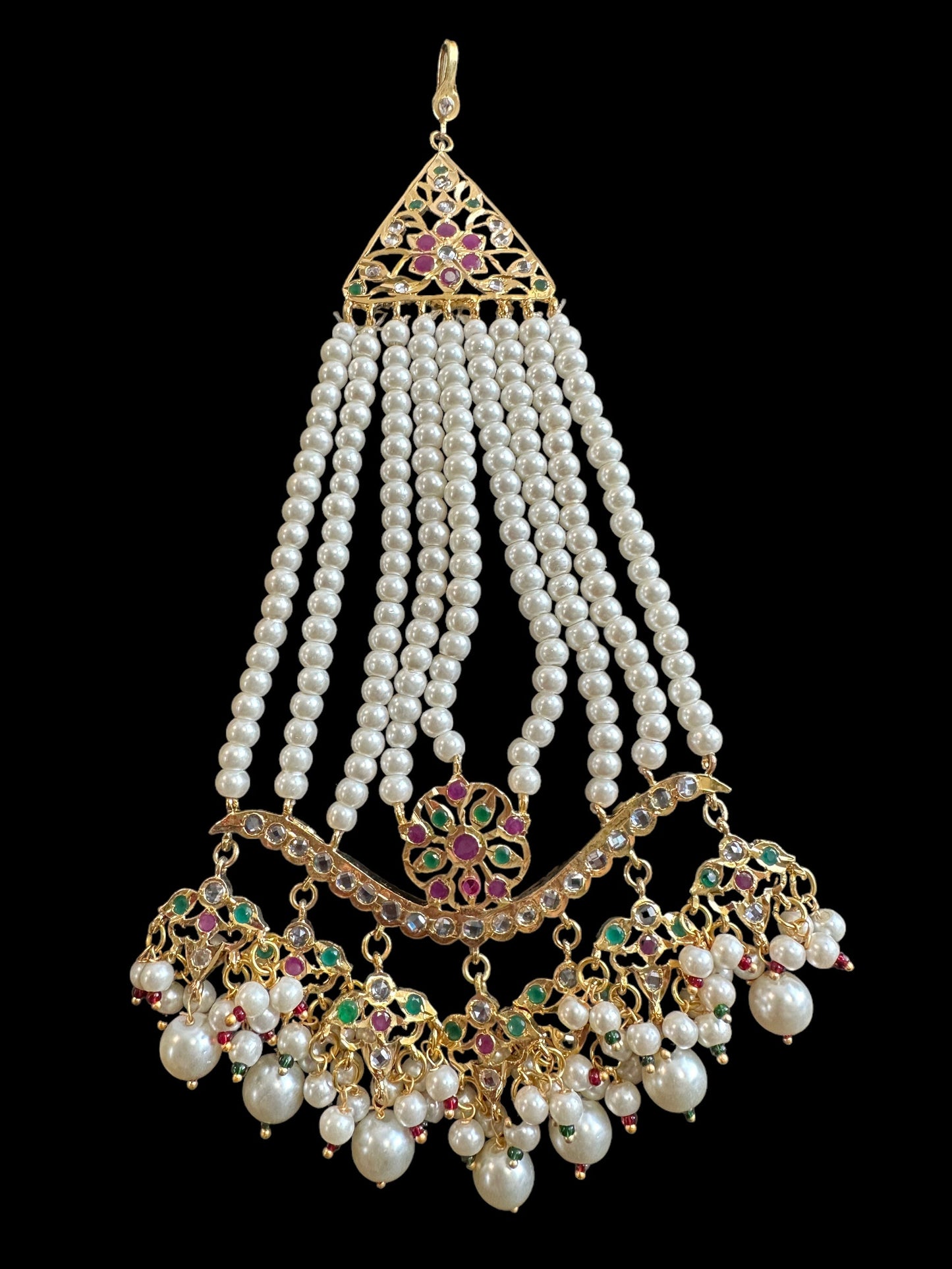 DJHR112 Diya jhoomar in red green  ( READY TO SHIP )