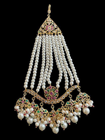DJHR112 Diya jhoomar in red green  ( READY TO SHIP )