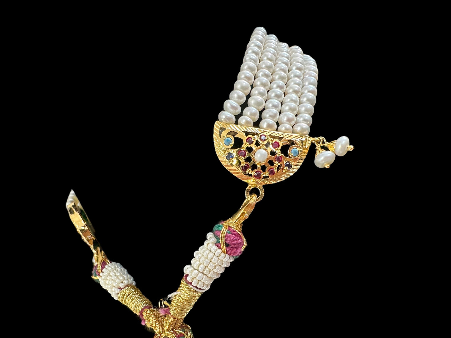 Navratan / Multicolored Jadau choker Set in Gold Plated Silver ( SHIPS IN 5 WEEKS  )