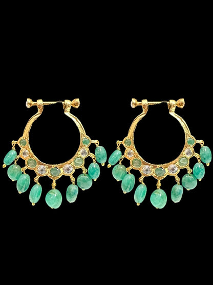 DER635 Neda natural emerald chandbali( READY TO SHIP )