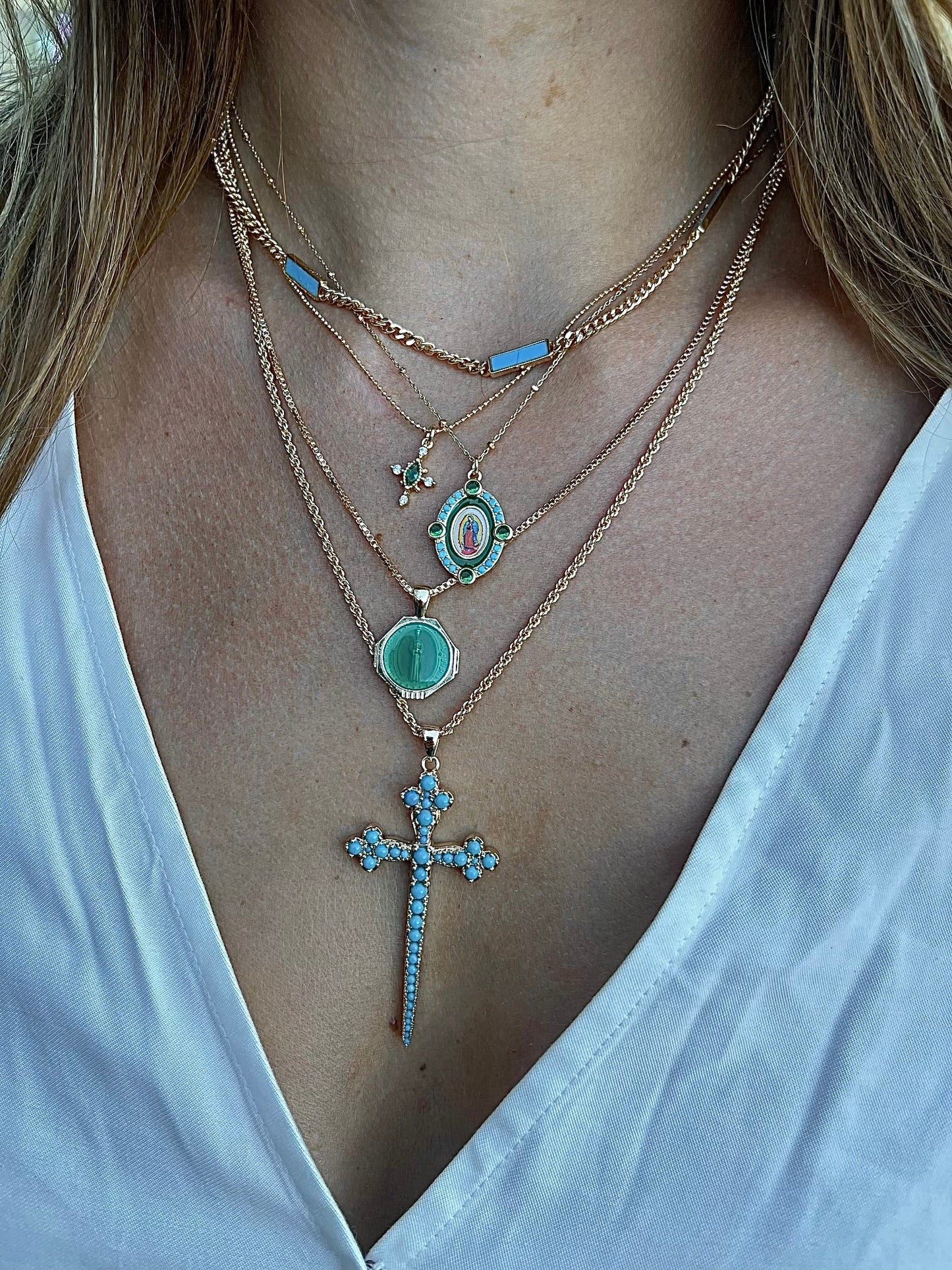 Our Emerald Lady of Guadalupe Necklace