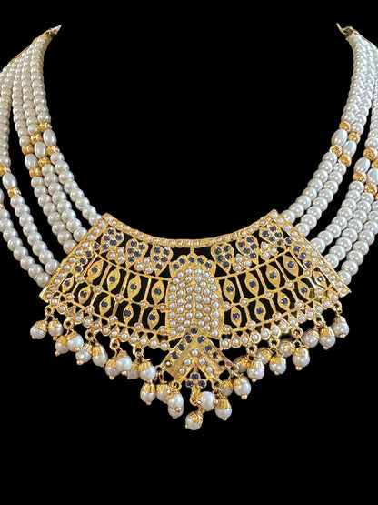 DNS66 Khudra punjabi Jadau necklace set in blue ( READY TO SHIP )