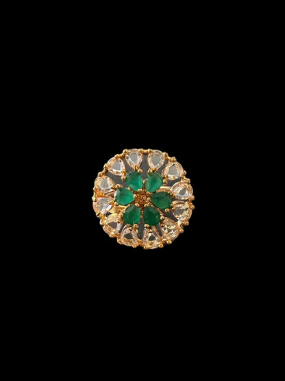 DJR127 Flower Cz polki  ring ( READY TO SHIP)