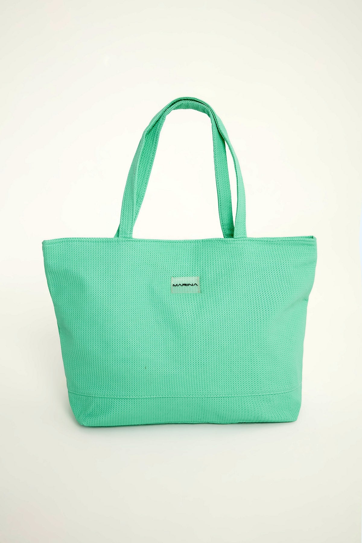 Green Faux Leather Beach Bag with Zipper CA2502-4