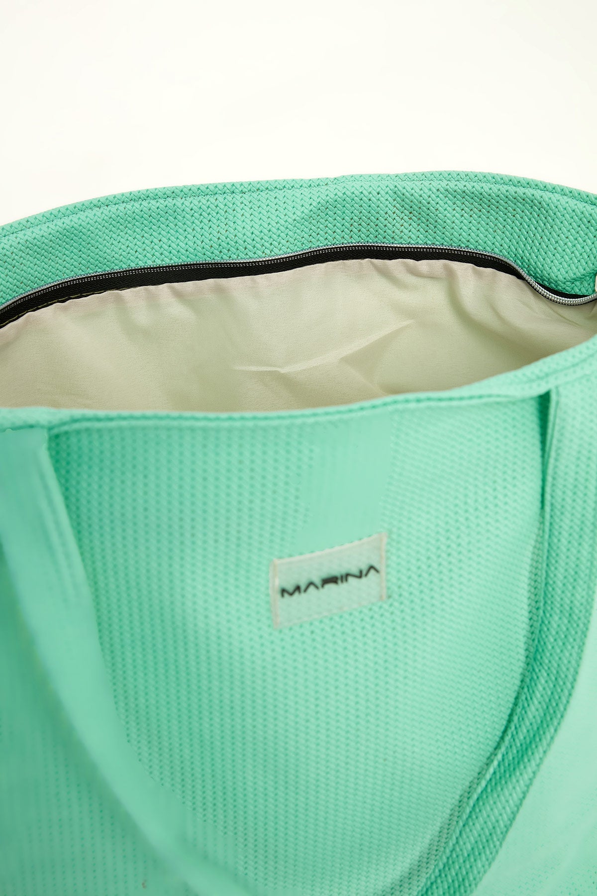 Green Faux Leather Beach Bag with Zipper CA2502-4