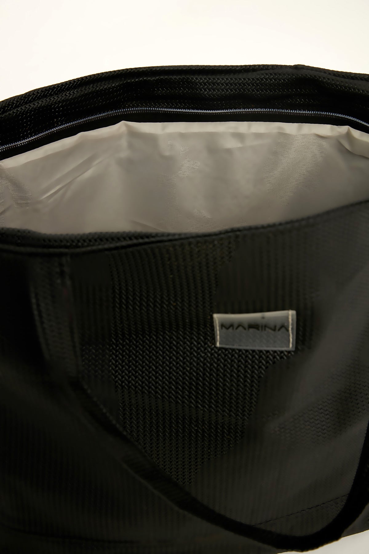 Black Faux Leather Beach Bag with Zipper CA2502-1