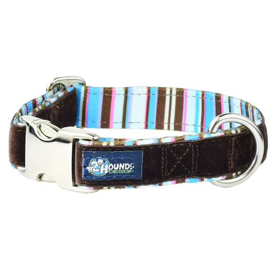 Brown Stripes Velvet Essential Dog Collar (1″ Only)