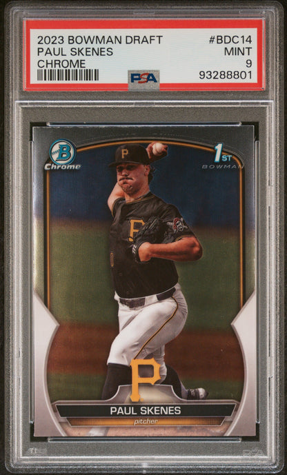 Graded 2023 Topps Bowman Draft Paul Skenes #BDC14 Chrome Rookie RC Baseball Card PSA 9 Mint