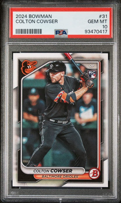 Graded 2024 Topps Bowman Colton Cowser #31 Rookie RC Baseball Card PSA 10 Gem Mint