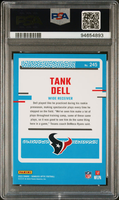Graded 2023 Panini Donruss Optic Tank Dell #245 Rookie RC Football Card PSA 10 Gem Mint