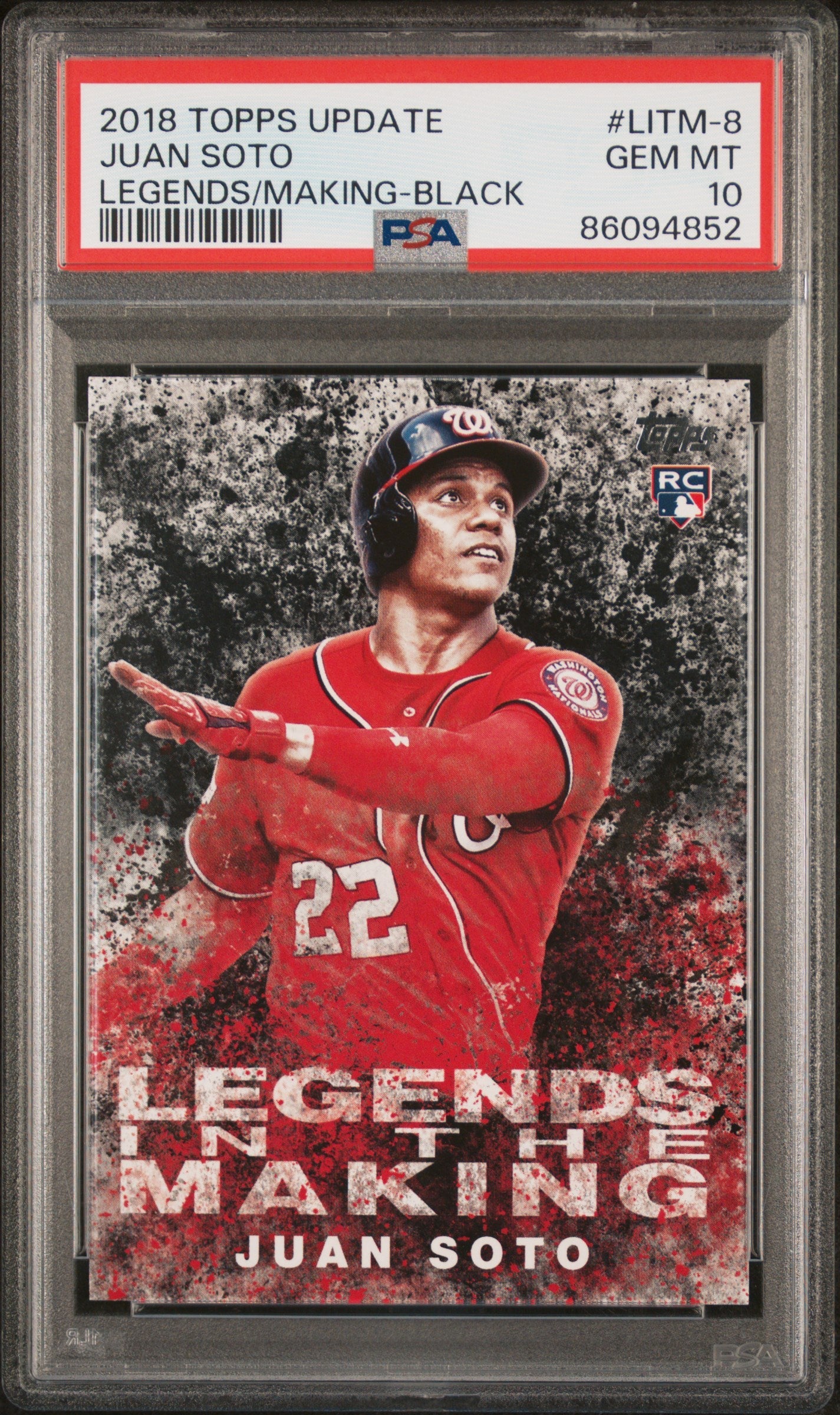 Graded 2018 Topps Update Juan Soto #LITM8 Legends In The Making Black Rookie RC Baseball Card PSA 10 Gem Mint
