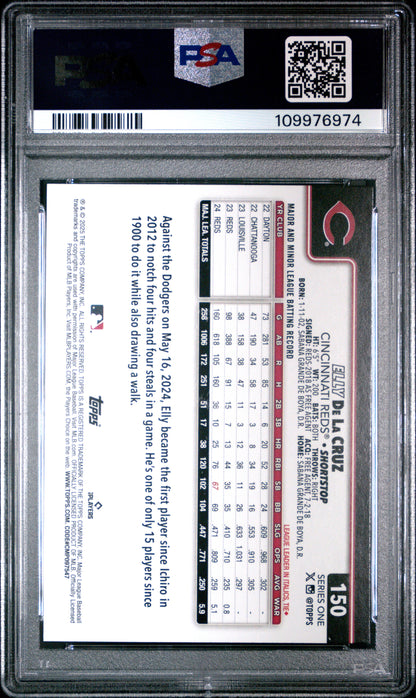 Graded 2025 Topps Elly De La Cruz #150 Rookie RC Baseball Card PSA 9 Mint