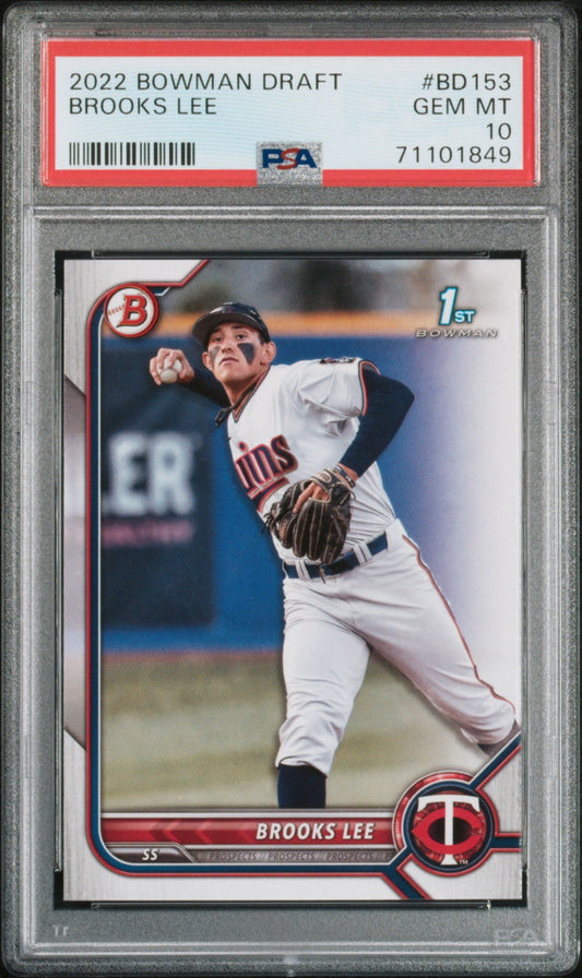 Graded 2022 Topps Bowman Draft Brooks Lee #BD153 Rookie RC Baseball Card PSA 10 Gem Mint
