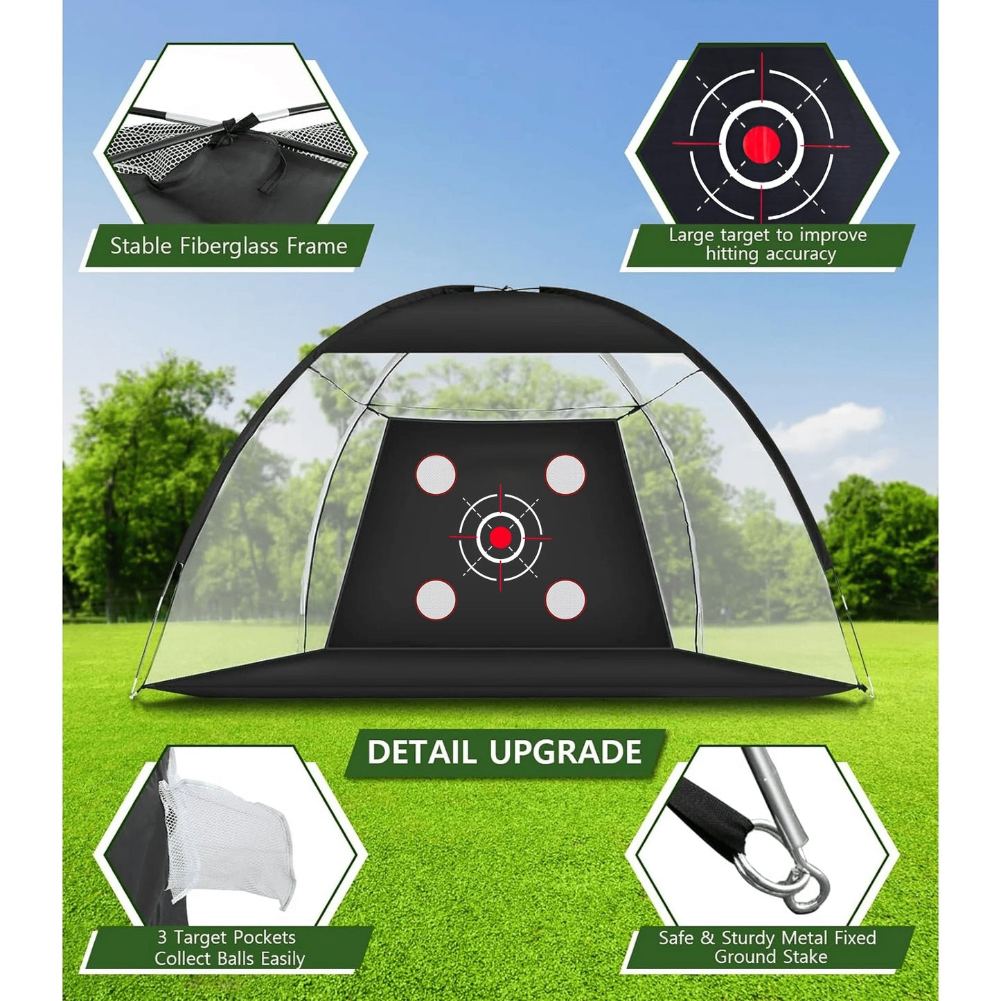 10x7FT Golf Practice Net with Mat & Target – Backyard Driving & Chipping Aid