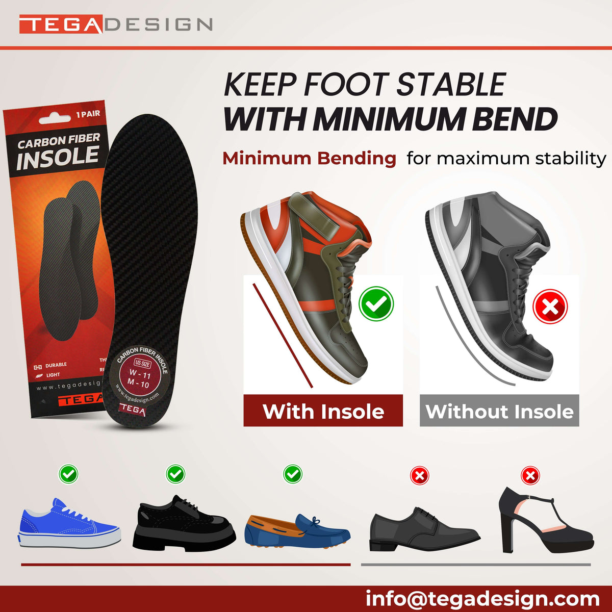 Rigid Carbon Fiber Insole (1.3mm)