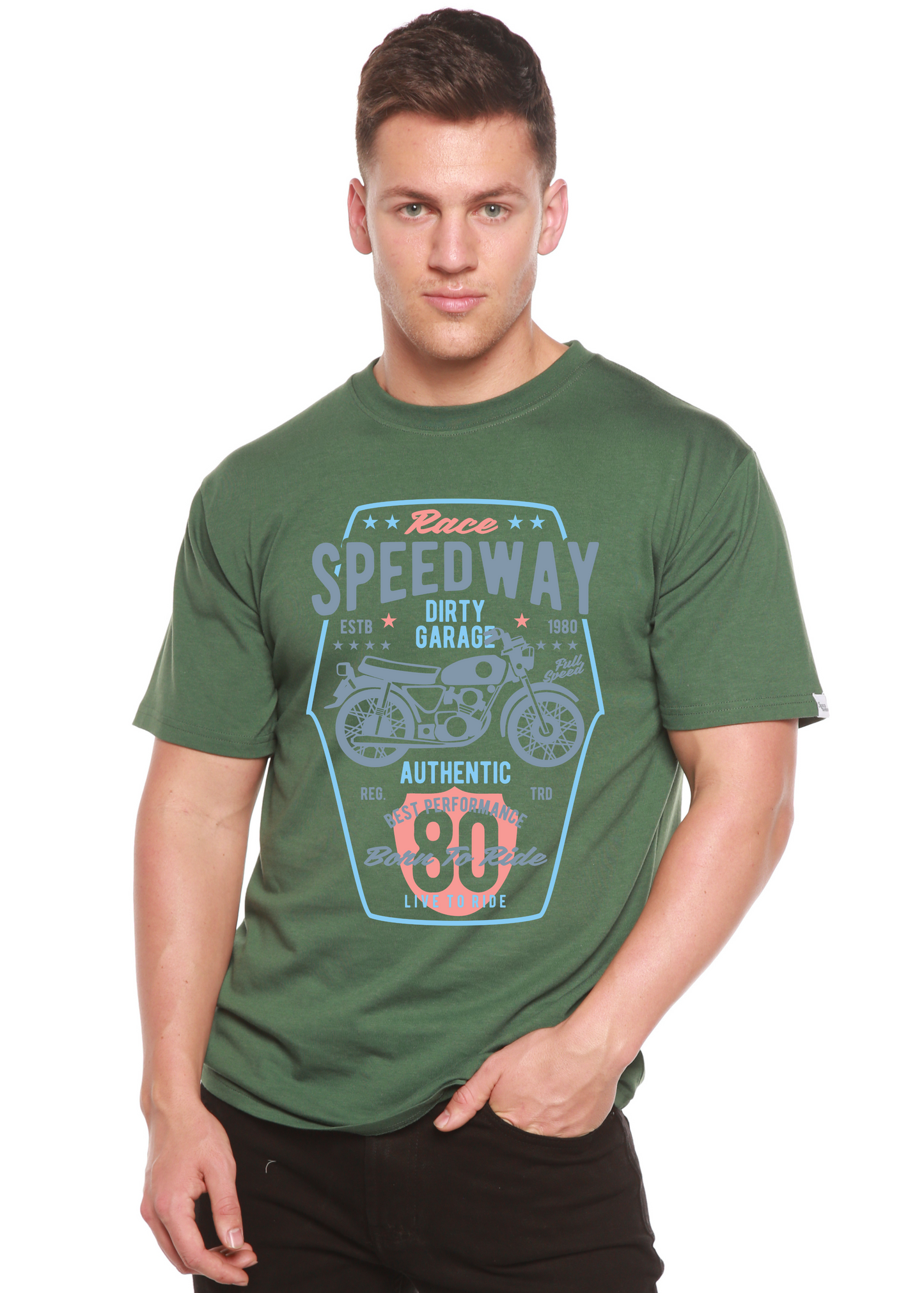 Speedway Motorcycle Spun Bamboo® Men's Bamboo Viscose/Organic Cotton Short Sleeve Graphic T-Shirt