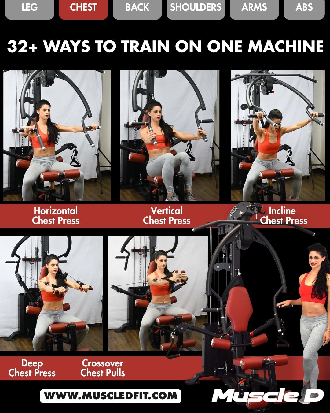 Muscle D Fitness Compact Single-Stack Multi-Gym | Full Body, Space-Saving