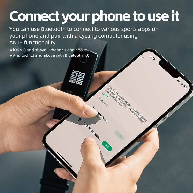 ROCKBROS Waterproof Heart Rate Monitor Chest Strap Rechargeable Bluetooth ANT+ - Triathlete Store