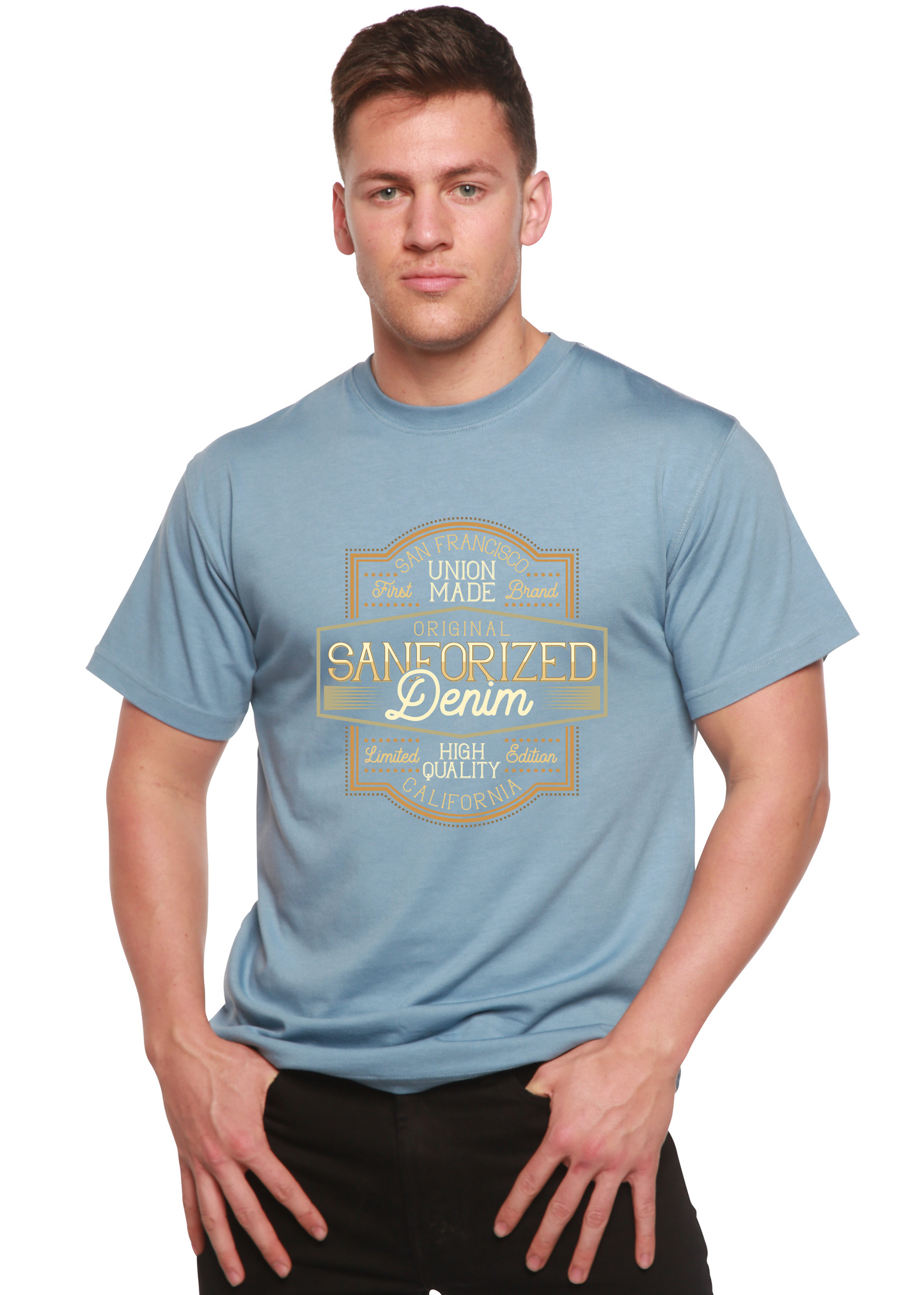 Original Sanforized Denim Men's Bamboo Viscose/Organic Cotton Short Sleeve Graphic T-Shirt