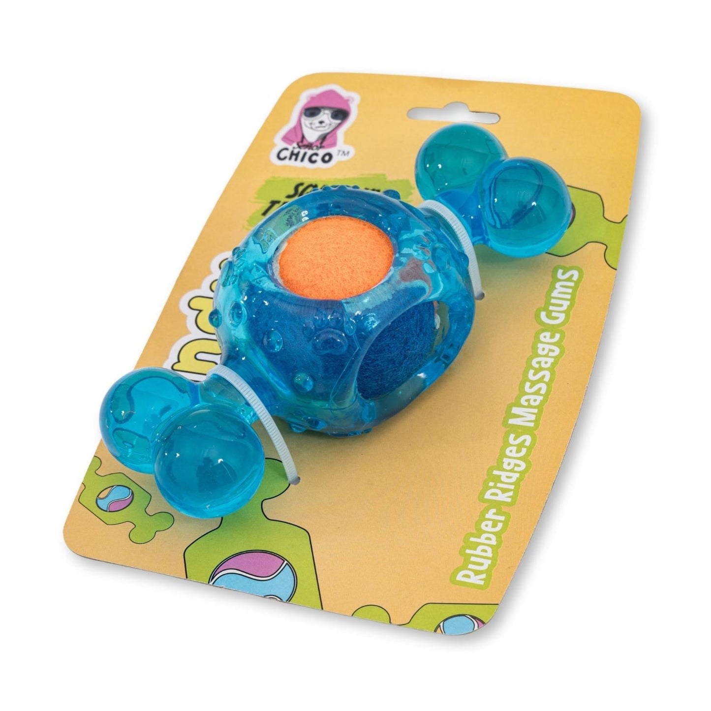 Blue Candy-Inspired Squeaky Tennis Ball Dog Chew Toy – TPR, Durable & Promotes Dental Health