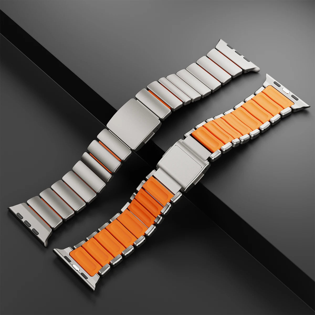 Premium Stainless Steel and Titanium Apple Watch Band | Soft Silicone Lining