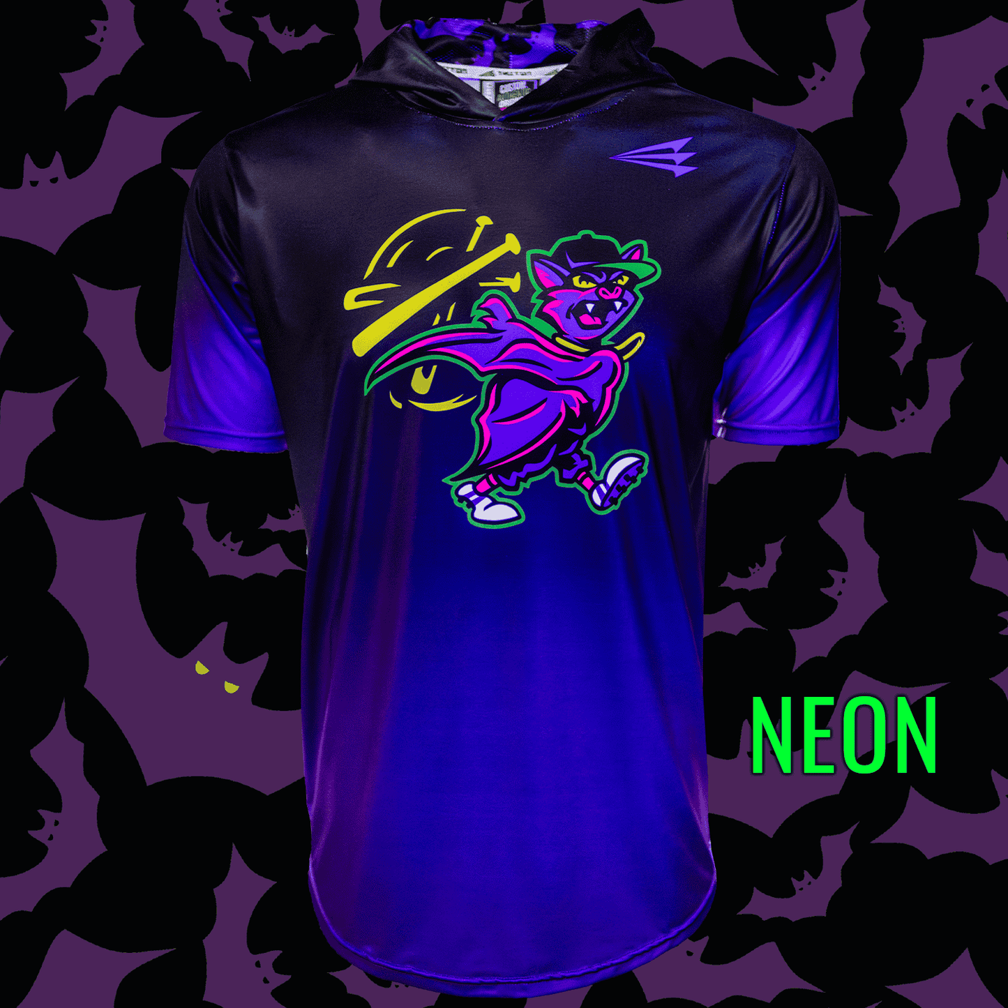 Bat Flips Baseball HyperMAX Short Sleeve Hoodie NEON
