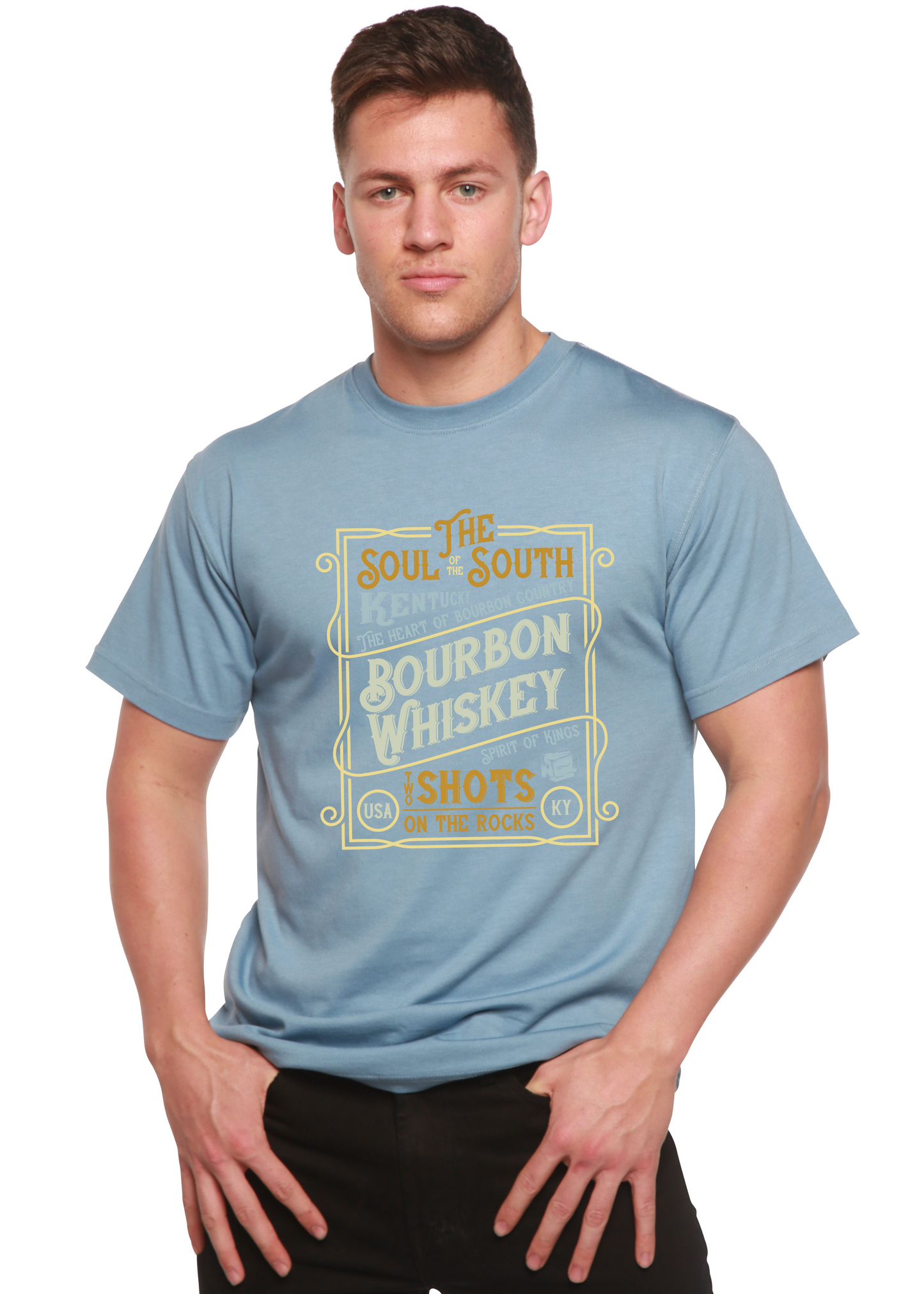 Bourbon Whiskey Men's Bamboo Viscose/Organic Cotton Short Sleeve Graphic T-Shirt