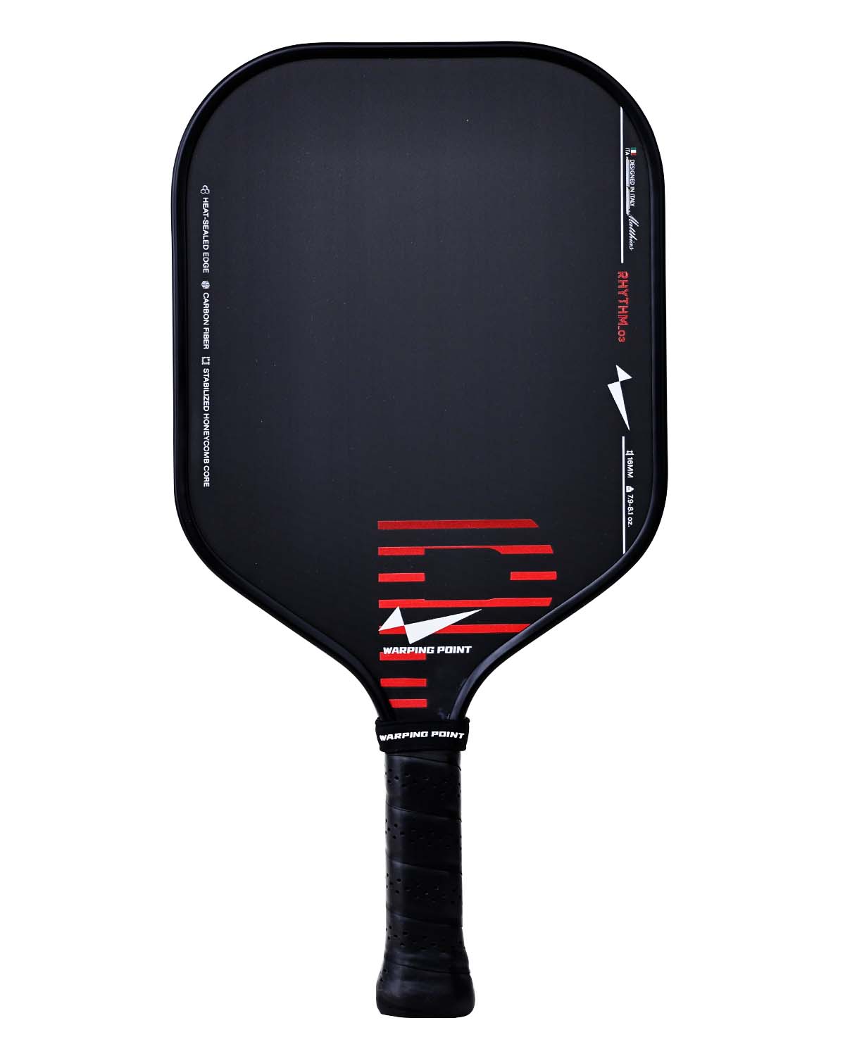 Warping Point Rhythm Pickleball Paddle 16mm in Red - Core, Maximum Spin & Control