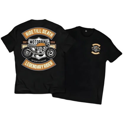 Retro and Vintage Graphic Cotton T-shirt Unisex For Biker